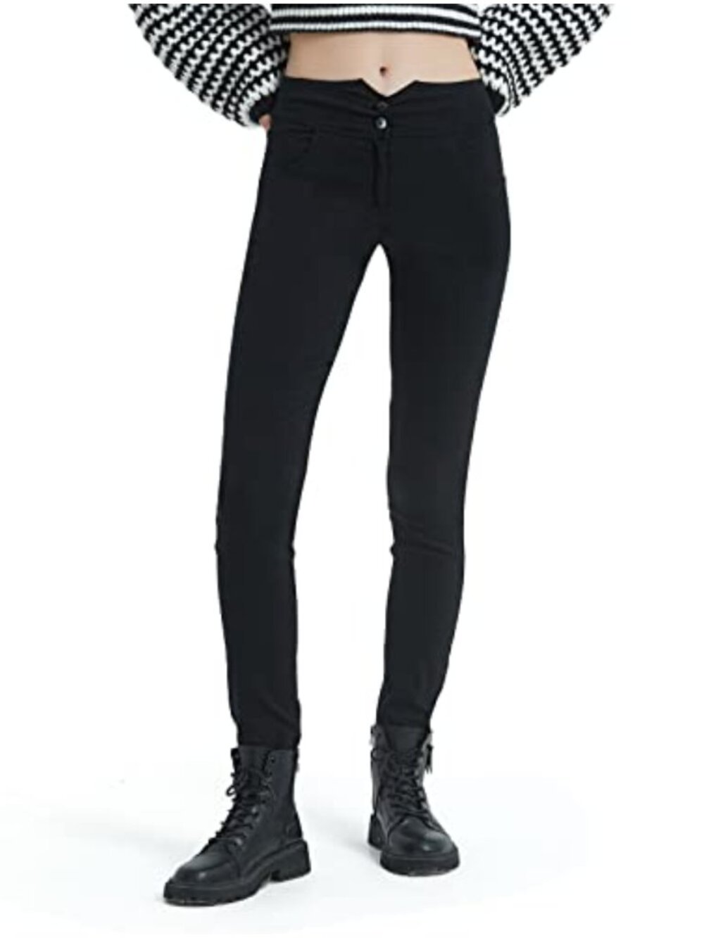 Petite High Waisted Slim Straight Leg Dress Pants Stretch Work Trousers